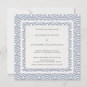 Invitation Soft Purple Blue Waves Elégant Mariage de plage