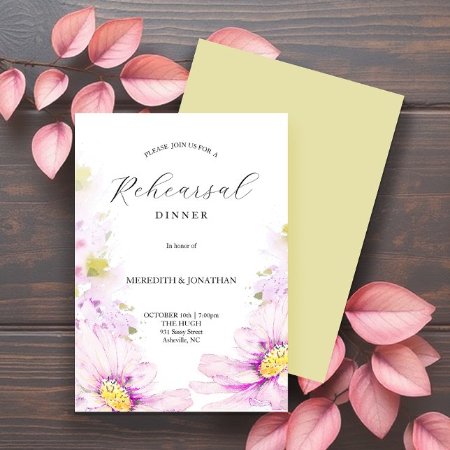 Invitation Soft Rose Botanique Mariage Dîner de répétition (Créateur téléchargé)