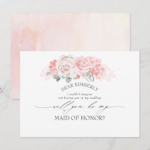 Invitation Soft Rose Floral Maid of Honor/Bridesmaid Proposit