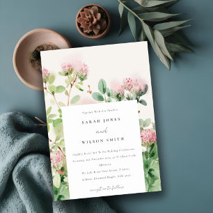 Invitation Soft Subtle Rose Aquarelle Floral Garden Mariage