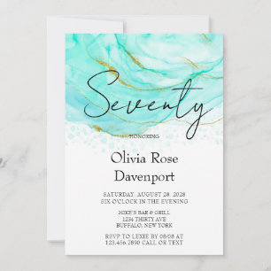 Invitation Soft Turquoise et Gold Alcohol Enk 70e Anniversair
