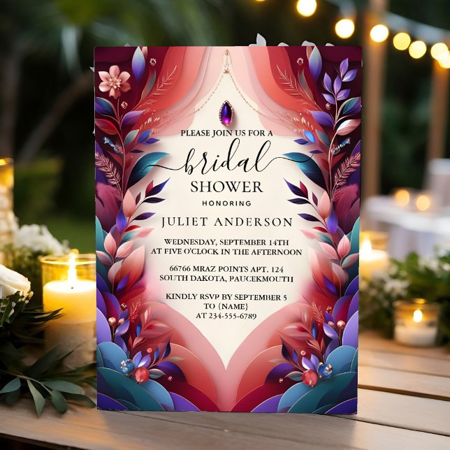 Invitation Soft Turquoise Fall Bold Jewel Tone Fête des marié (Créateur téléchargé)