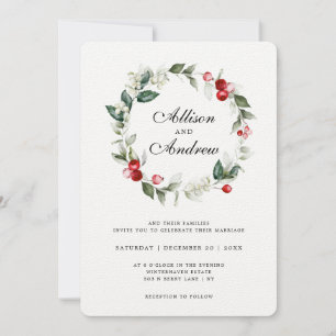 Invitation Soft Winter Berry Mariage de Noël