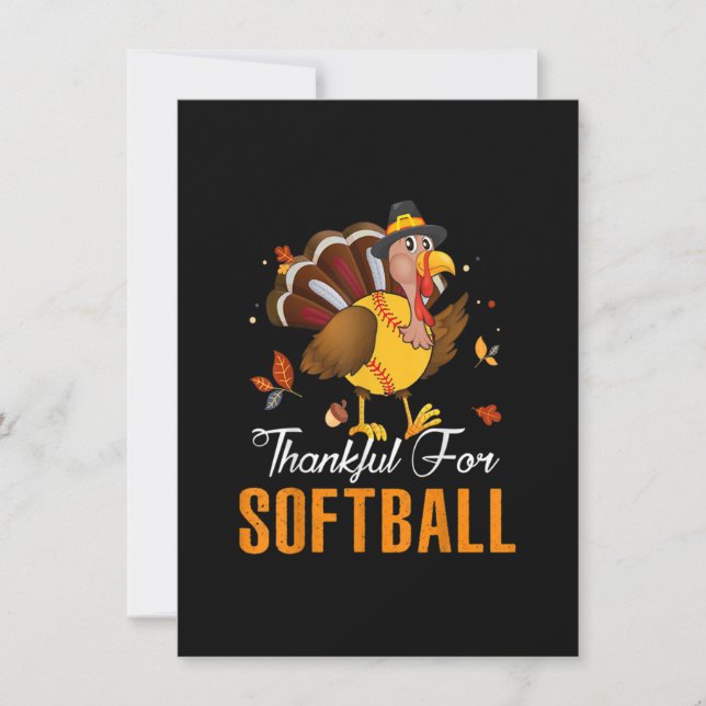 Invitation Softball Ball Turkey Thanksgiving Day Funny Sport (Devant)