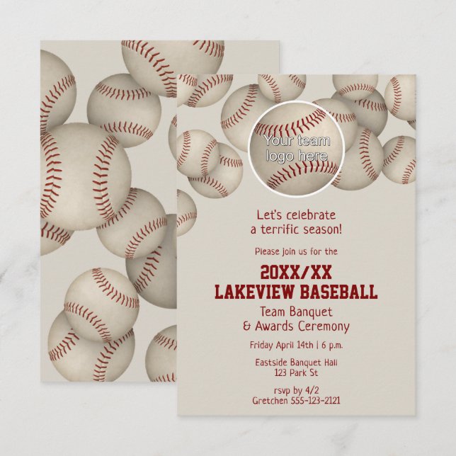Invitation softball de base-ball fin de saison banquet awards (Devant / Derrière)