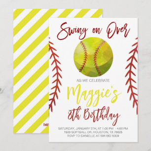 Invitation Softball Swing on Over Anniversaire