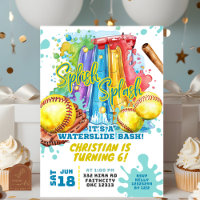 Softball Watertoboggan Pool Fête Anniversaire Invi