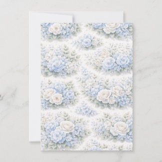 Invitation SoftBlue Floral Pattern Elegant Romantic Botanical