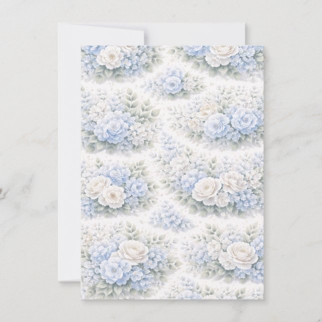 Invitation SoftBlue Floral Pattern Elegant Romantic Botanical (Devant)