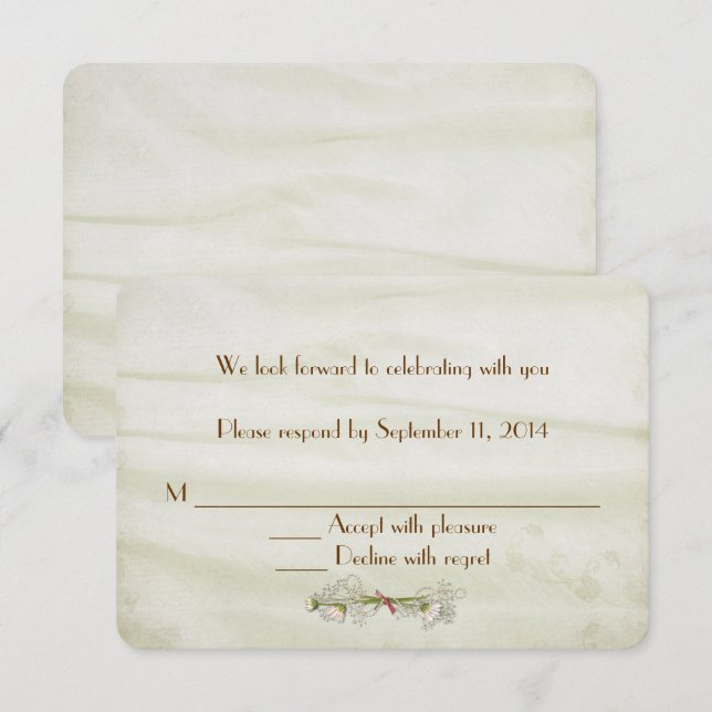 Invitation Soie de mariage avec réponse RSVP aux marguerites (Devant / Derrière)