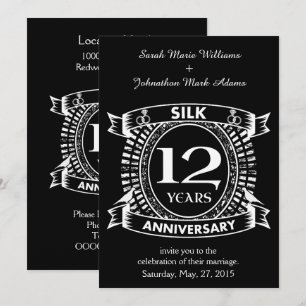 Invitation Soie du 12e anniversaire du mariage