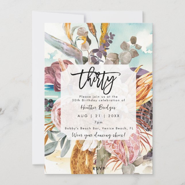 Invitation Soif tropicale de plage de 30e anniversaire (Devant)