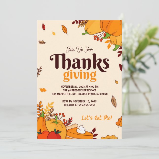 Invitation Soigné Amical Thanksgiving Personnalisé (Debout devant)