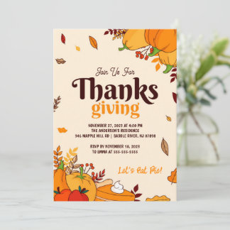 Invitation Soigné Amical Thanksgiving Personnalisé
