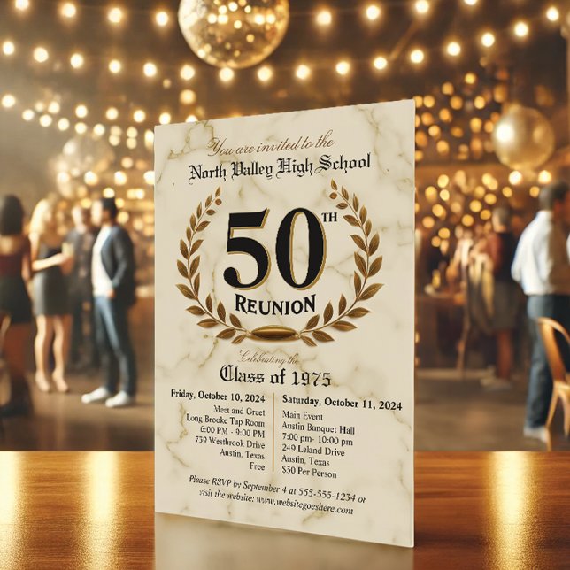 Invitation Soigné élégant 50ème Réunion du lycée - 2 jours (Créateur téléchargé)