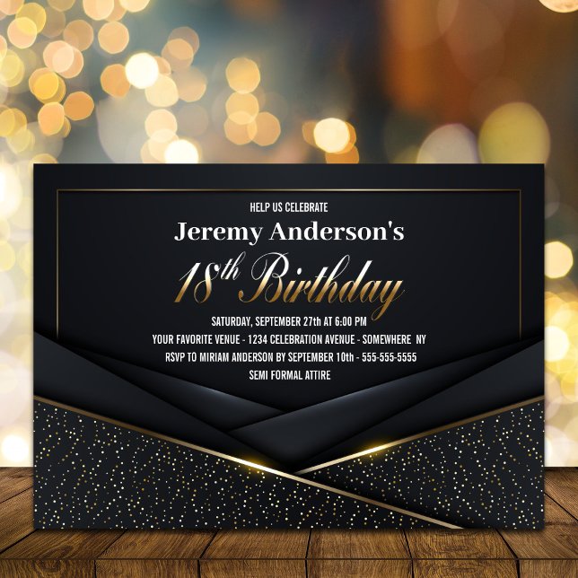 Invitation Soignée Black Gold 18ème anniversaire (Créateur téléchargé)