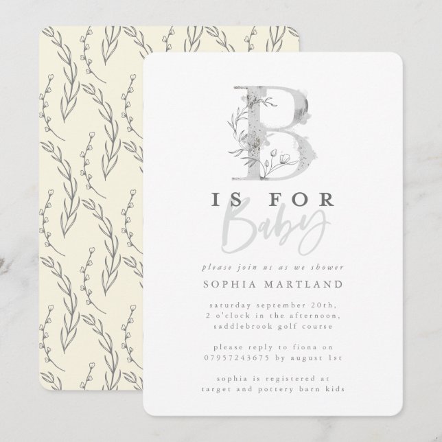 Invitation Soignée classe simple baby shower fête (Devant / Derrière)