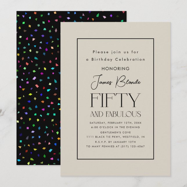 Invitation Soignée de Gentlemen's 50th Birthday Party (Devant / Derrière)