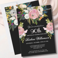 Soignée élégante peinte à la main Floral 90e fête