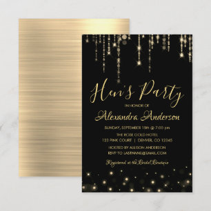 Invitation Soignée et moderne Gold Hen's Party