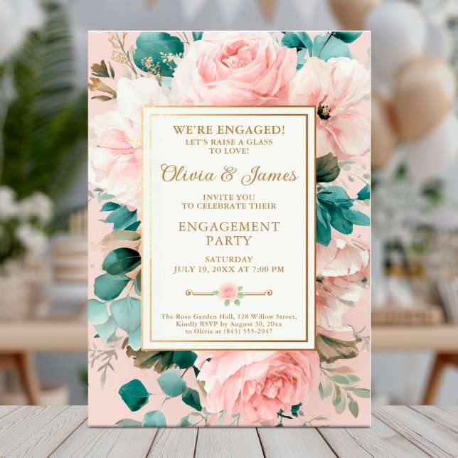 Invitation Soignée fiançale florale (Créateur téléchargé)