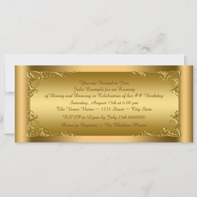 Invitation Soignée Golden Ticket Party (Devant)