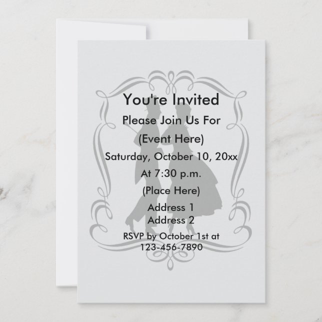 Invitation Soignée Homme Et Femme Silhouette Party (Devant)