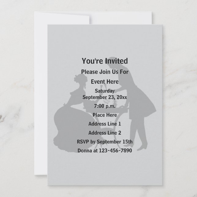 Invitation Soignée Homme Et Femme Silhouette Party (Devant)