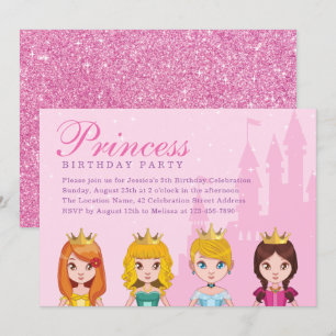 Invitation Soignée royale princesse princesse fille fête d'an