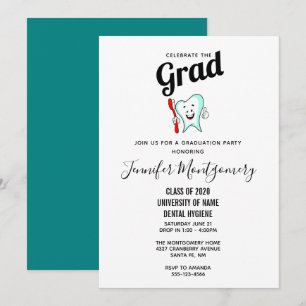 Invitation Soins Dentaires Dent Heureuse avec Remise de Diplô