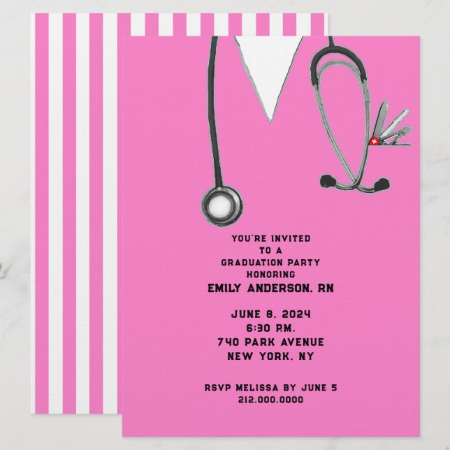 Invitation Soins infirmiers de l'école de graduation de la fê (Devant / Derrière)