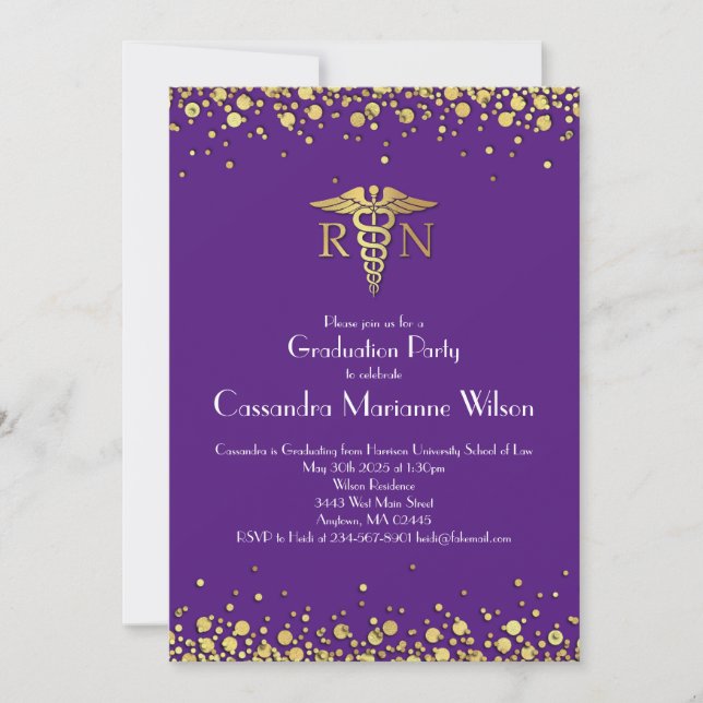 Invitation Soins infirmiers École de Graduation Party Purple  (Devant)