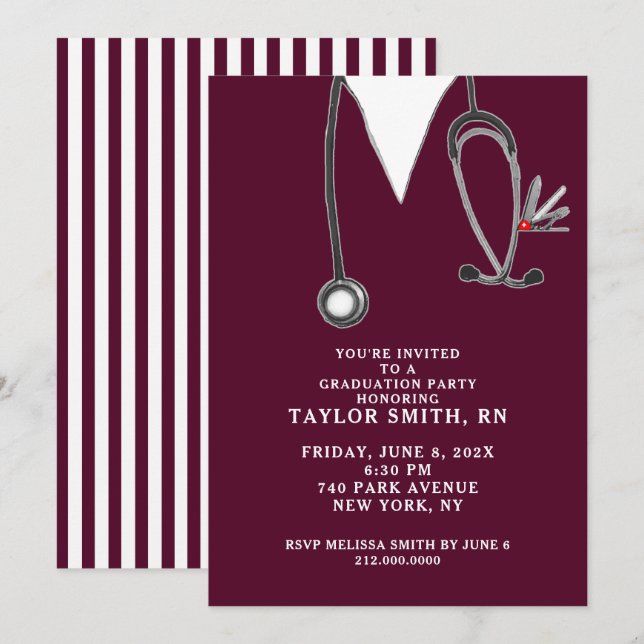 Invitation Soins infirmiers - Fête des diplômés de l'école (Devant / Derrière)