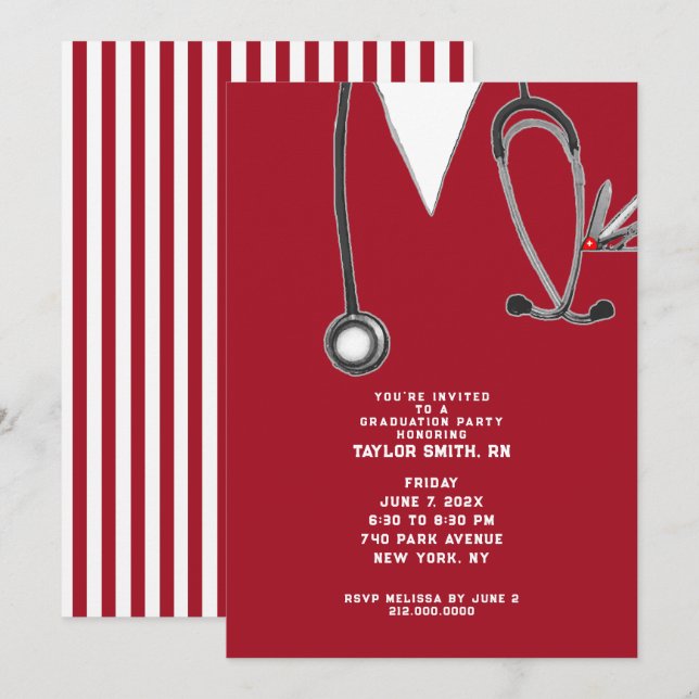 Invitation Soins infirmiers - Fête des diplômés de l'école (Devant / Derrière)