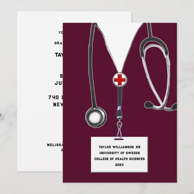 Invitation Soins infirmiers - Fête des diplômés de l'école (Devant / Derrière)
