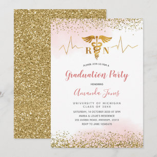 Invitation Soins infirmiers Gold et Pink RN