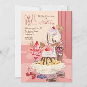 Invitation Soins sucrés fête d'anniversaire