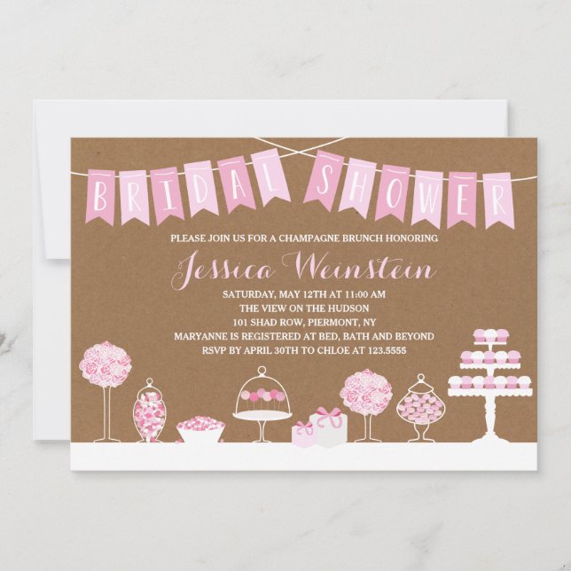 Invitation Soins sucrés | Fête des mariées (Devant)