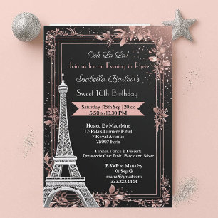Invitation Soir à Paris Tour Eiffel Anniversaire Douce 16 Ans