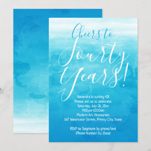 Invitation Soirée 40 Blue Ombre Modern 40e anniversaire