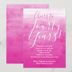 Invitation Soirée 40 Pink Ombre moderne 40e anniversaire