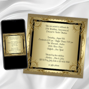 Invitation Soirée 50e anniversaire de l'Elégant Gold Mariage