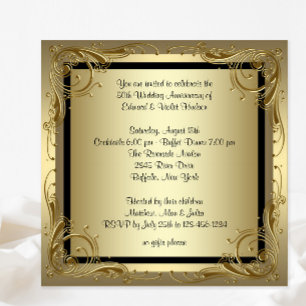 Invitation Soirée 50e anniversaire de l'Elégant Gold Mariage