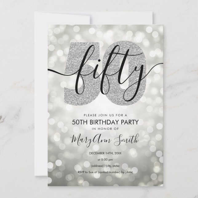 Invitation Soirée 50e anniversaire moderne et élégante (Devant)