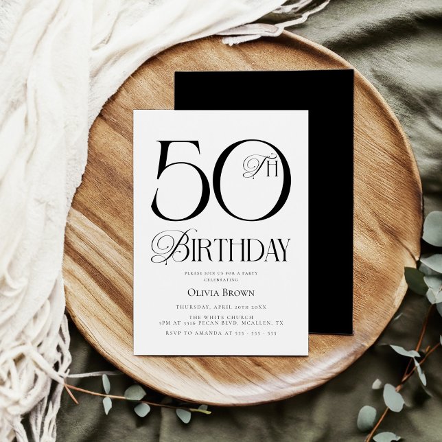 Invitation Soirée 50e anniversaire simple et élégante (Créateur téléchargé)