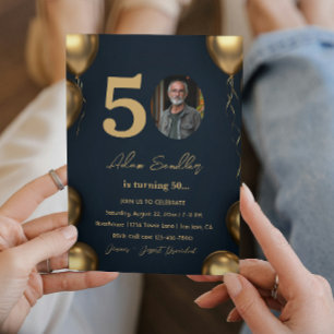 Invitation Soirée 50e anniversaire simple et élégante