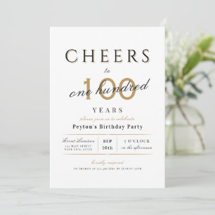 Invitation Soirée à 100 ans élégant moderne classe anniversai