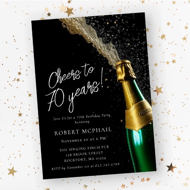 Invitation Soirée à 70 ans Bouteille de Champagne Anniversair (Créateur téléchargé)