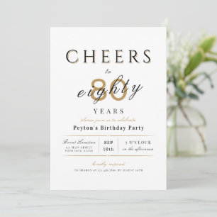 Invitation Soirée à 80 ans élégant moderne classe anniversair