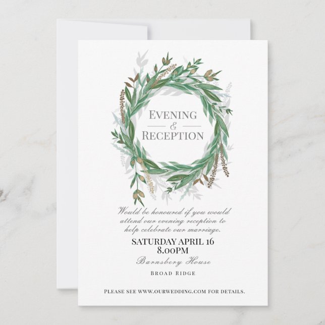 Invitation Soirée Accueil mariage, Vert (Devant)